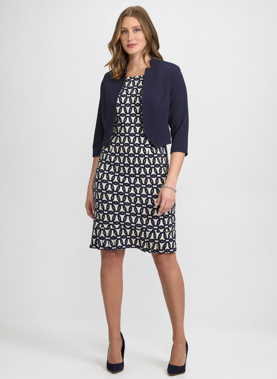 Geometric Dress & Jacket Set