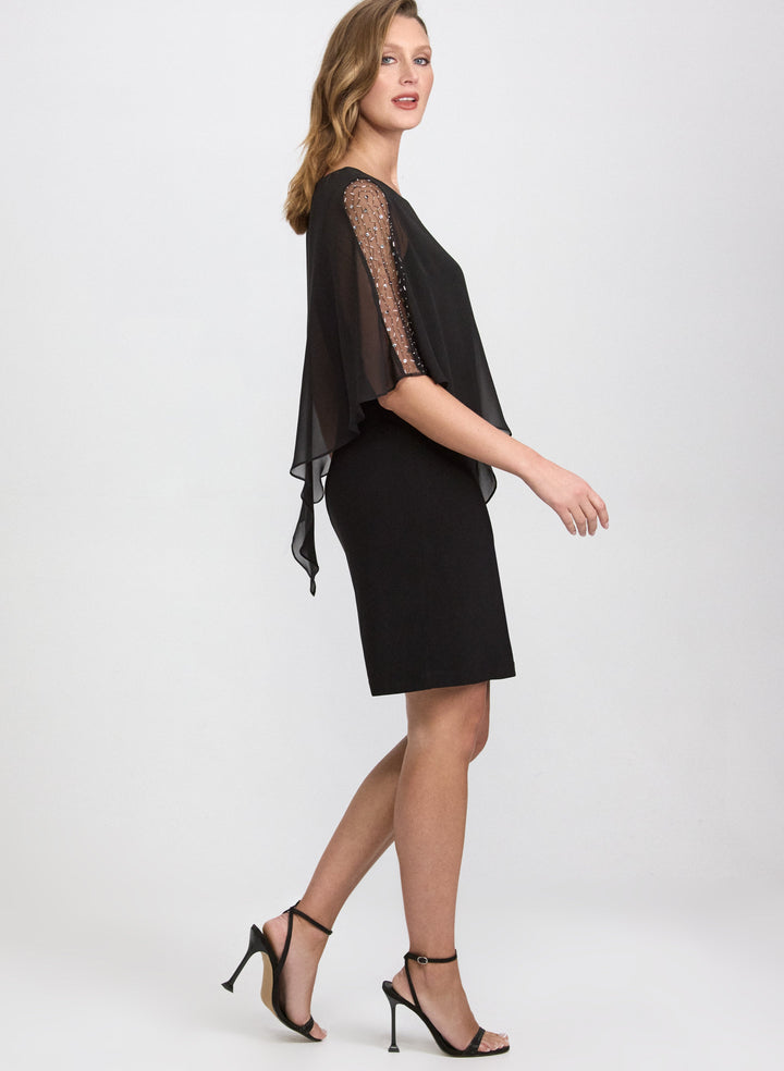 Beaded Capelet Overlay Dress