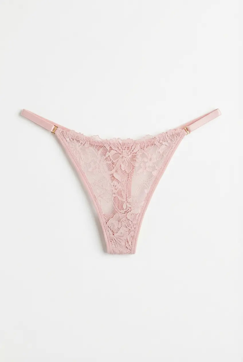 Lace High-Cut Thong – Soft Pink