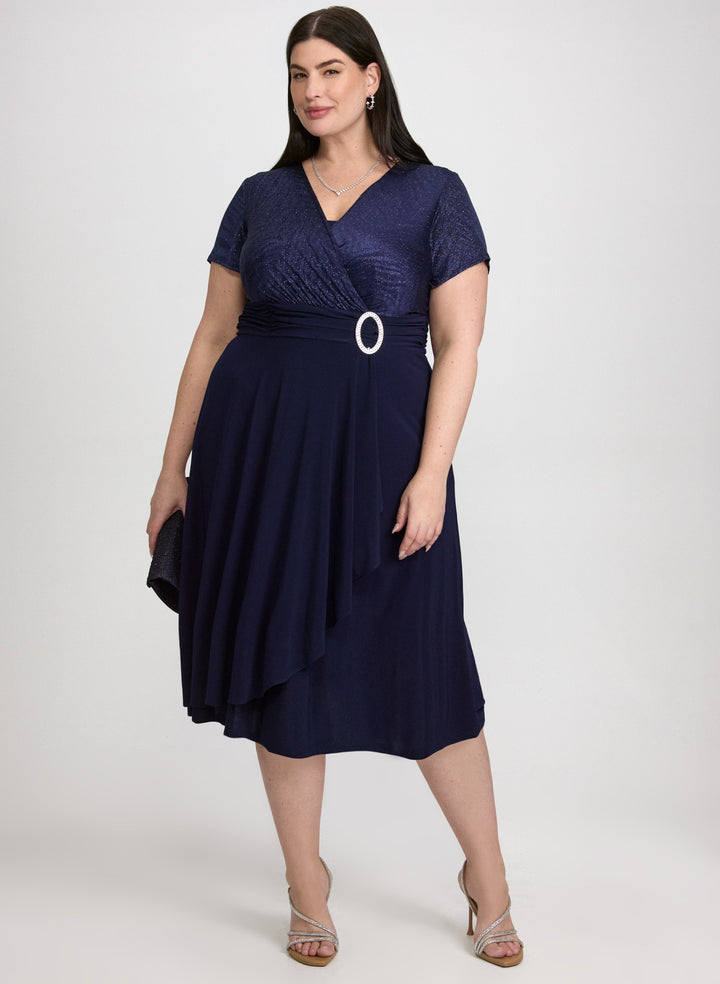 Wrap Brooch Detail Dress