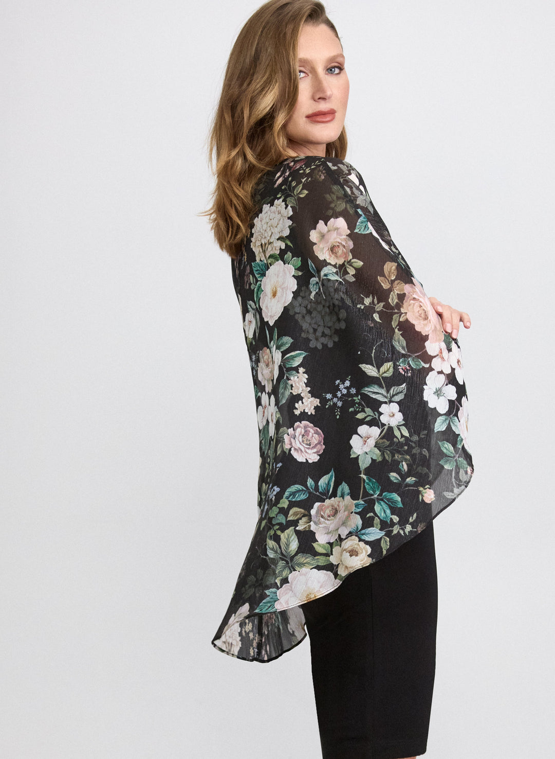 Floral Capelet Overlay Dress