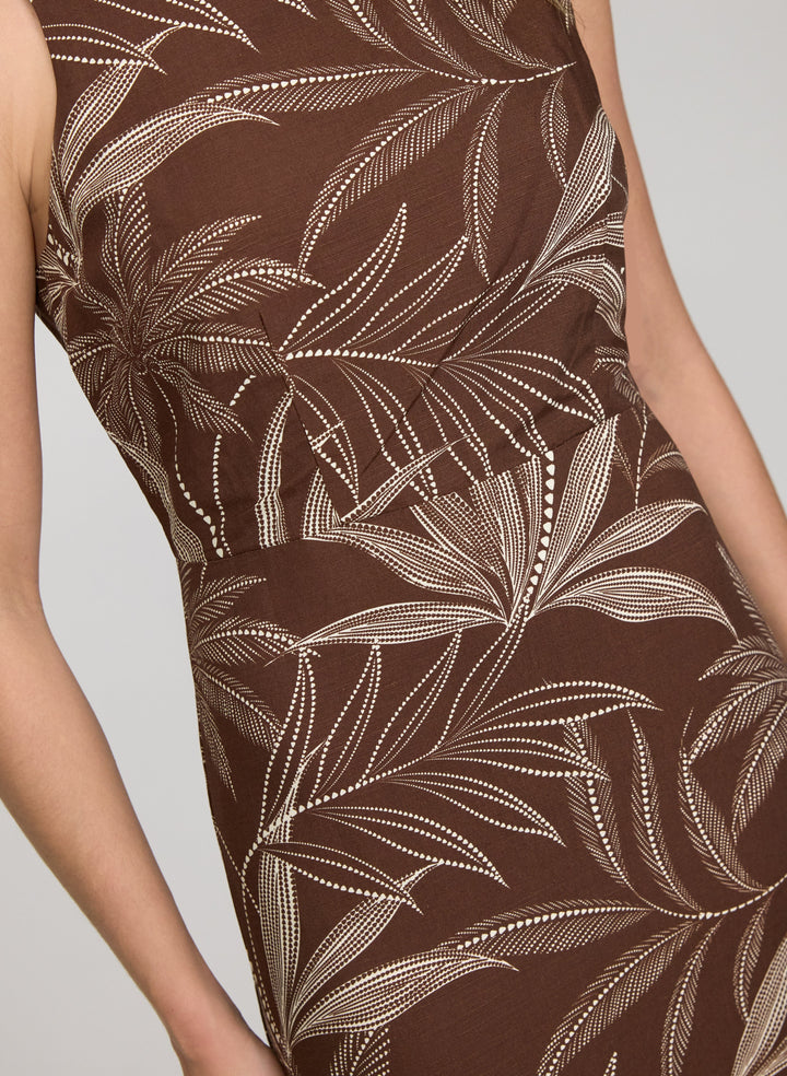 Leaf Print Midi Dress