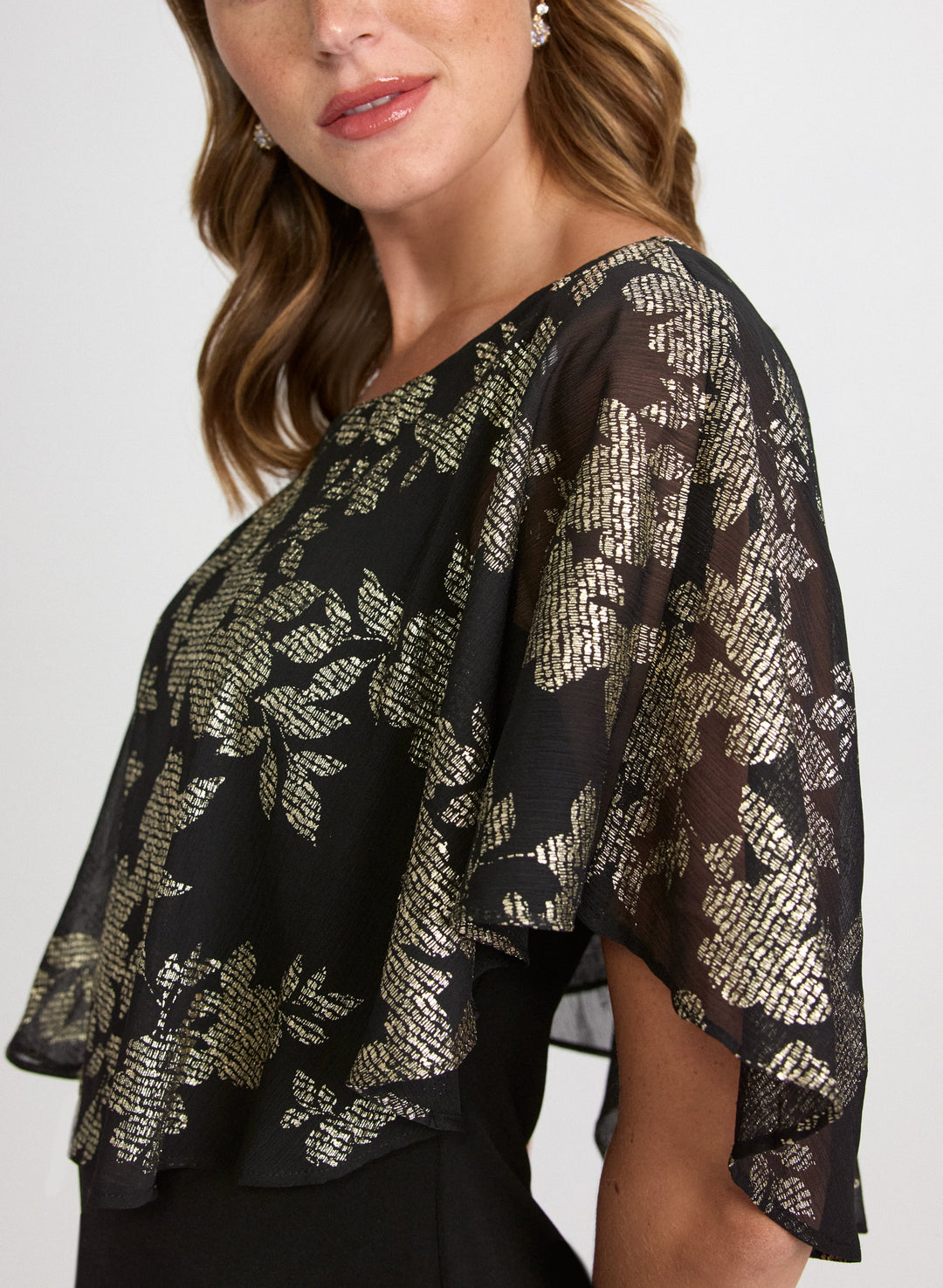 Metallic Floral Overlay Dress