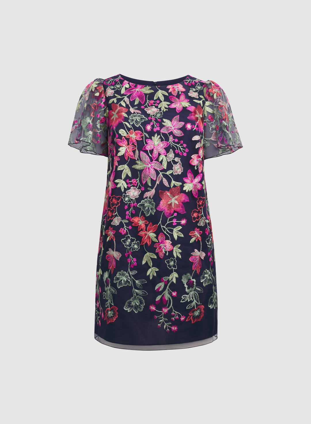 Floral Embroidered Mesh Dress