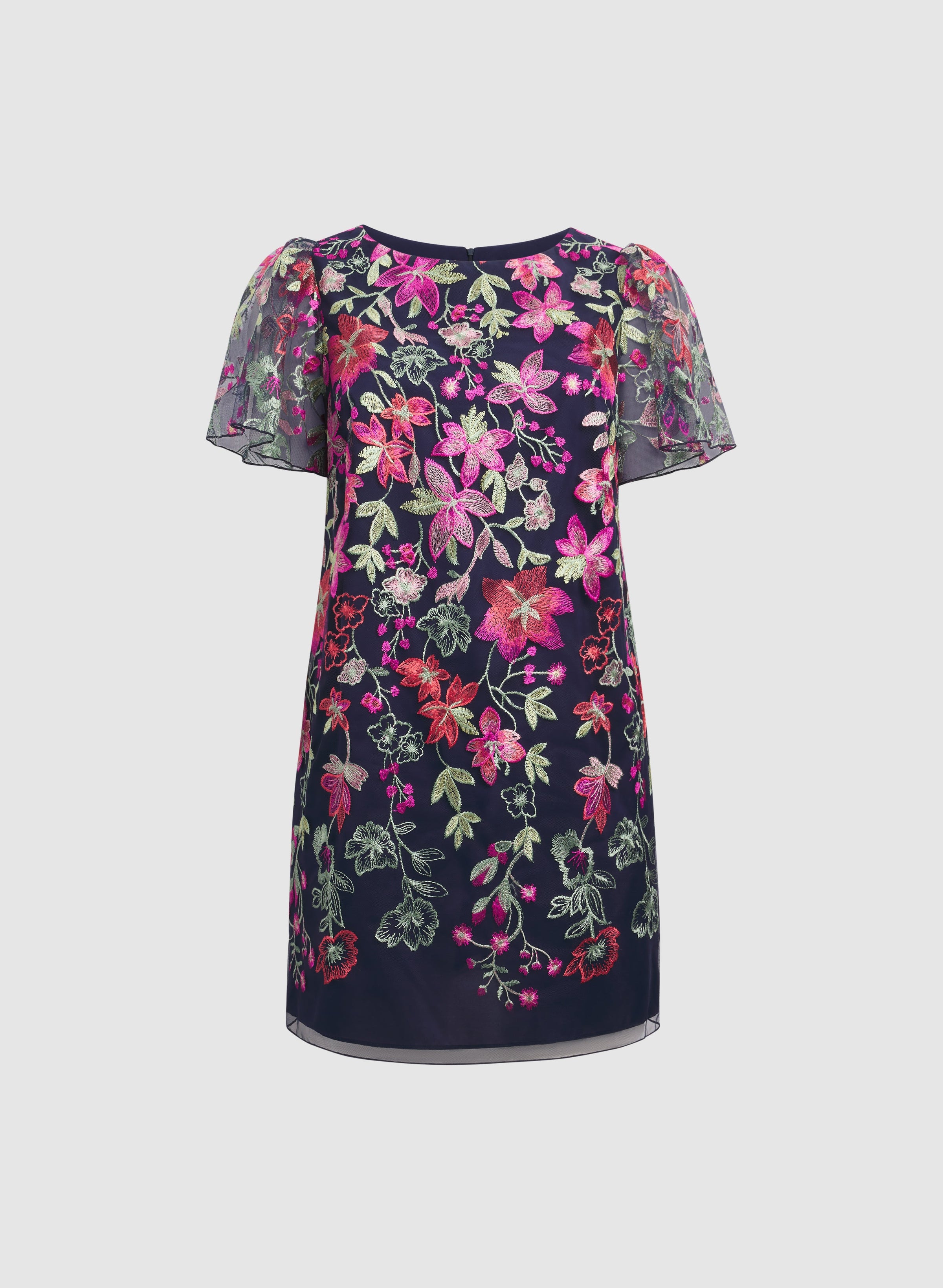 Floral Embroidered Mesh Dress