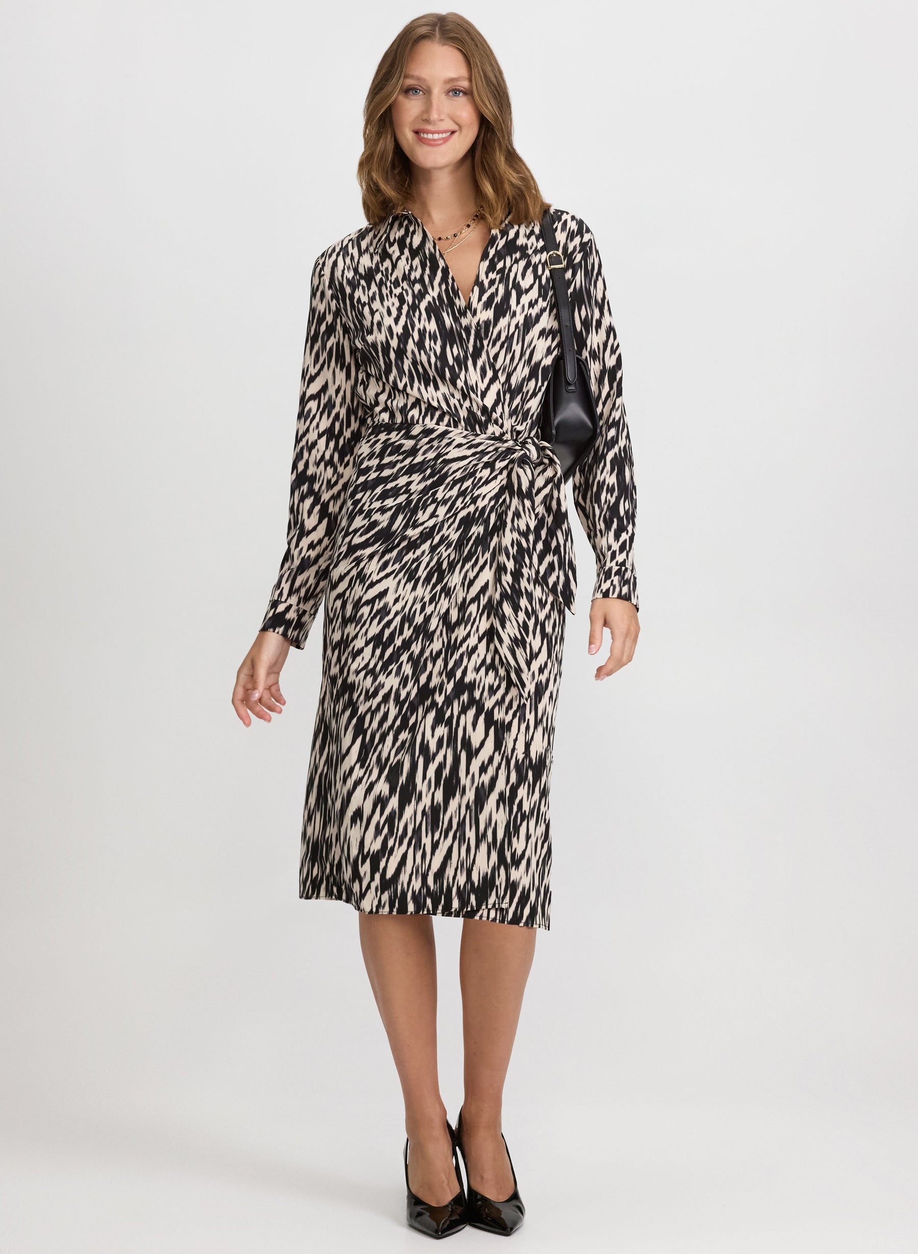 Abstract Tie-Waist Dress