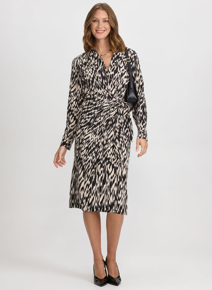 Abstract Tie-Waist Dress