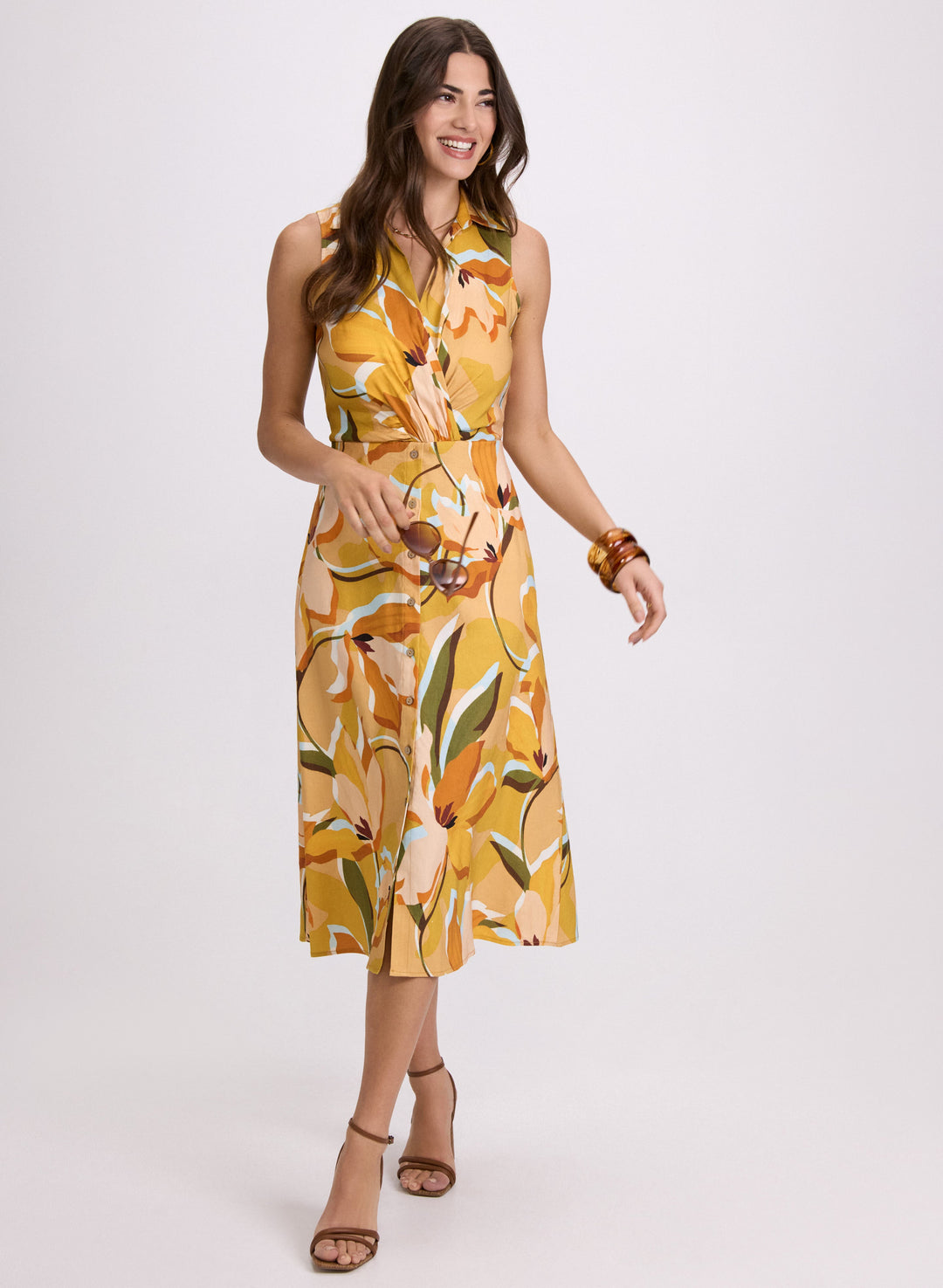 Floral Linen-Blend Dress