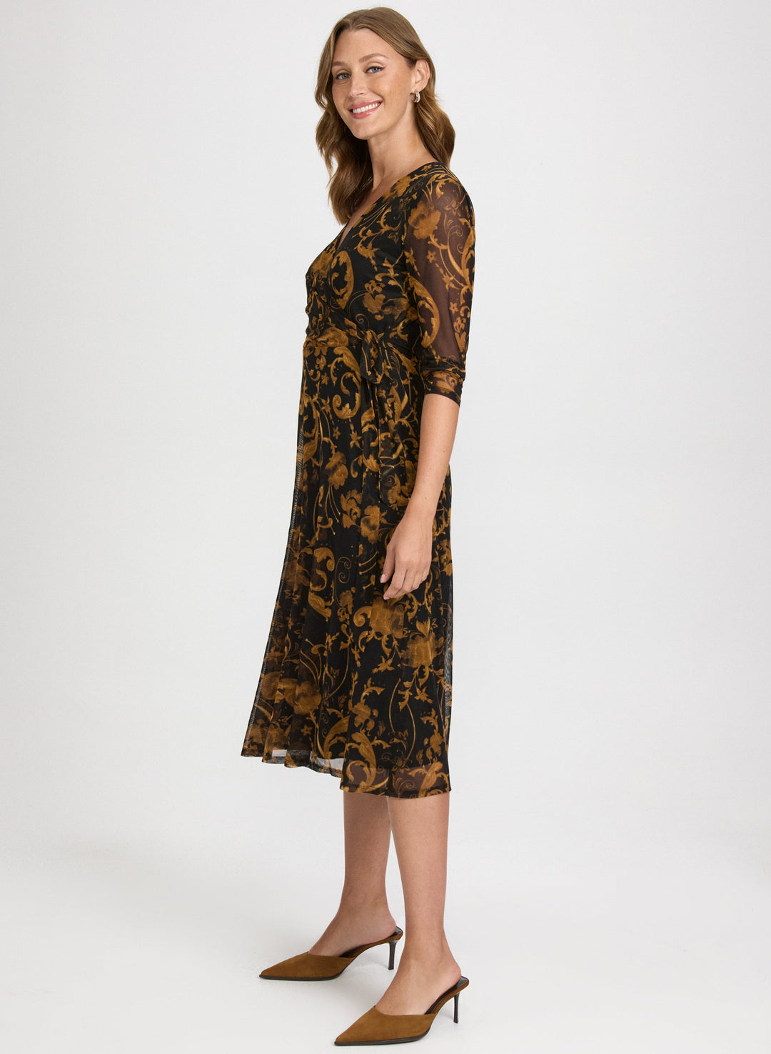 Paisley Faux-Wrap Dress