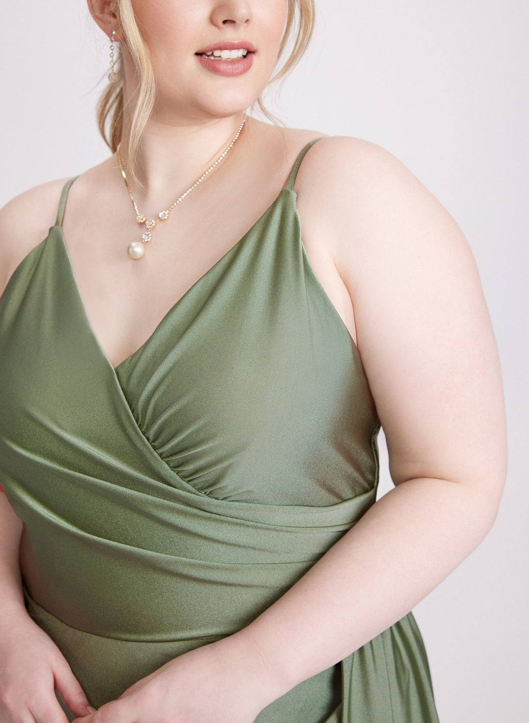 Flounced Front Satin Dress