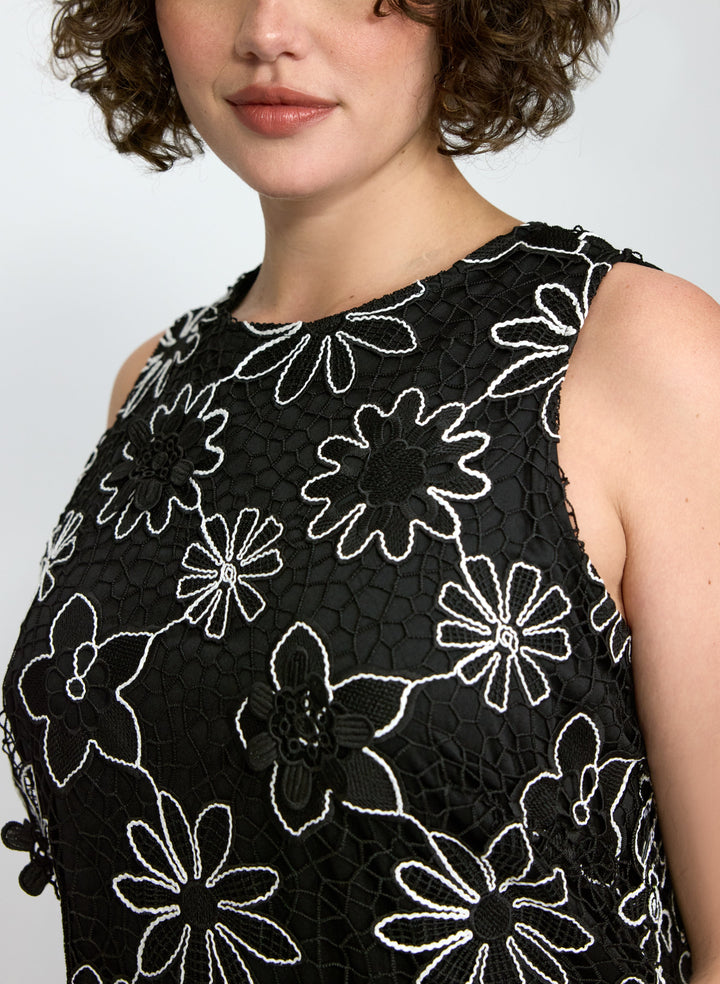 Floral Embroidered Crochet Dress