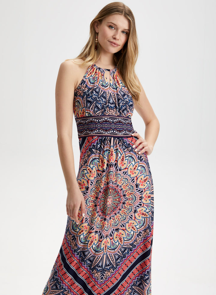 Floral Tile Motif Maxi Dress