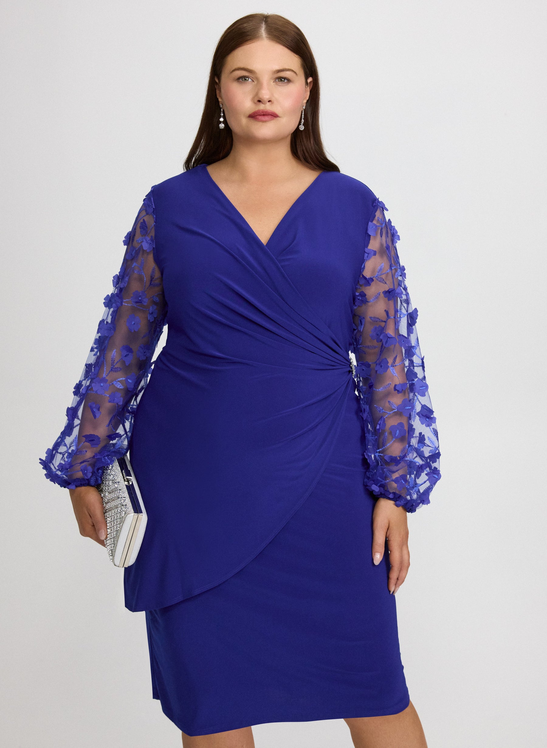 Floral Applique Sleeve Dress