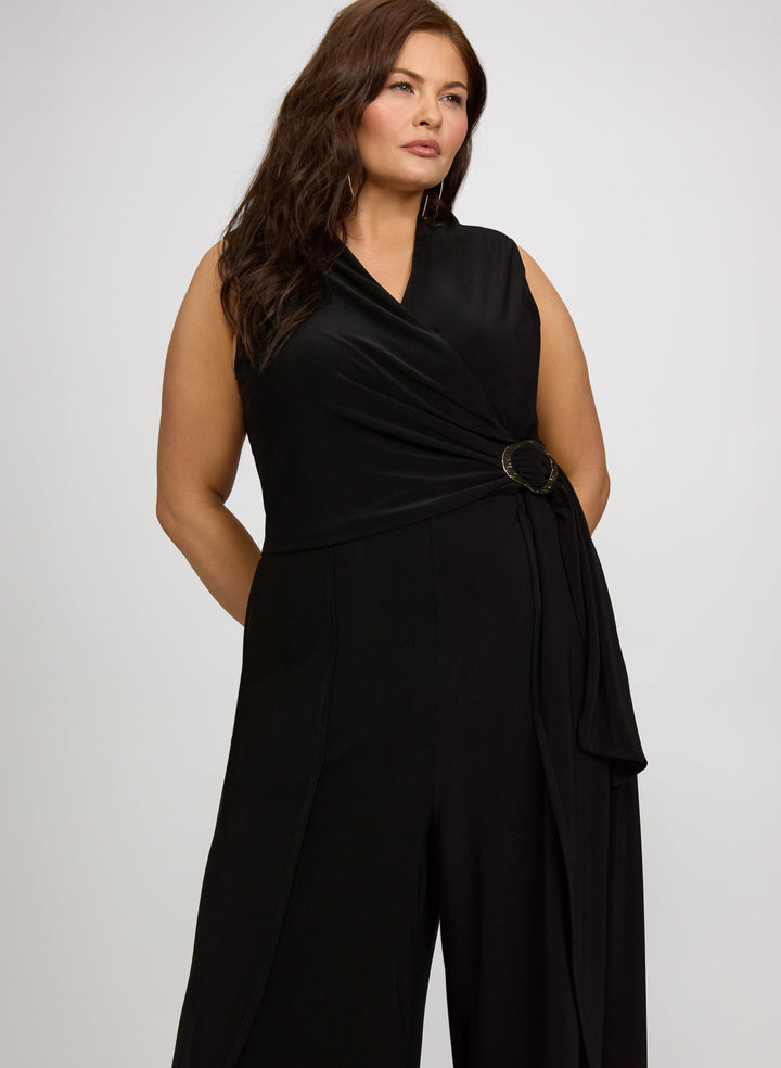 Melanie Lyne - Brooch Fastened Wrap-Over Jumpsuit