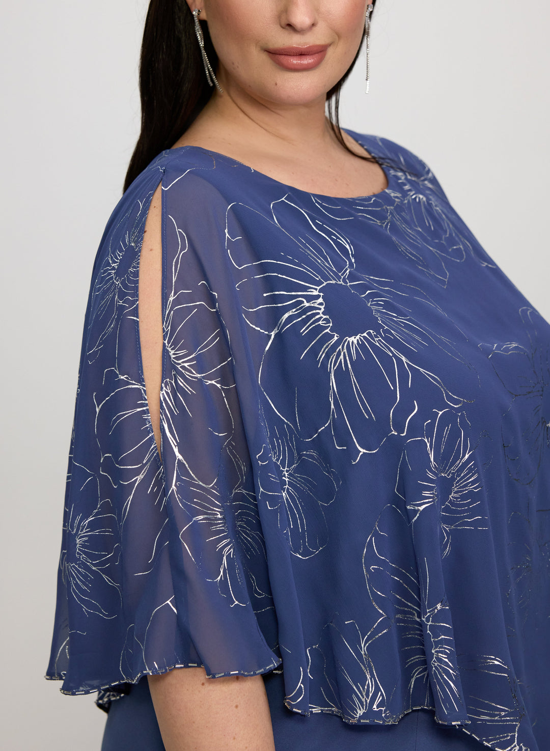 Metallic Floral Overlay Dress
