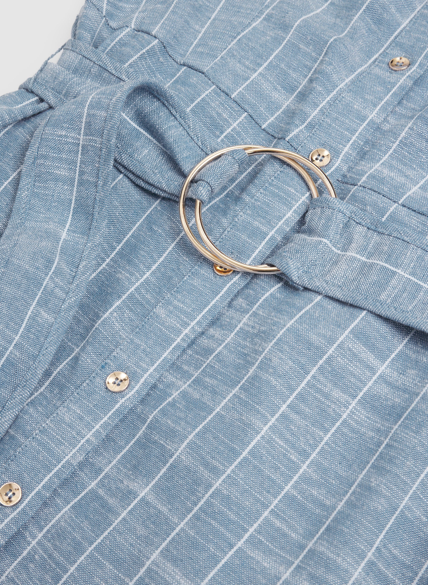 Striped Linen-Blend Shirt Dress