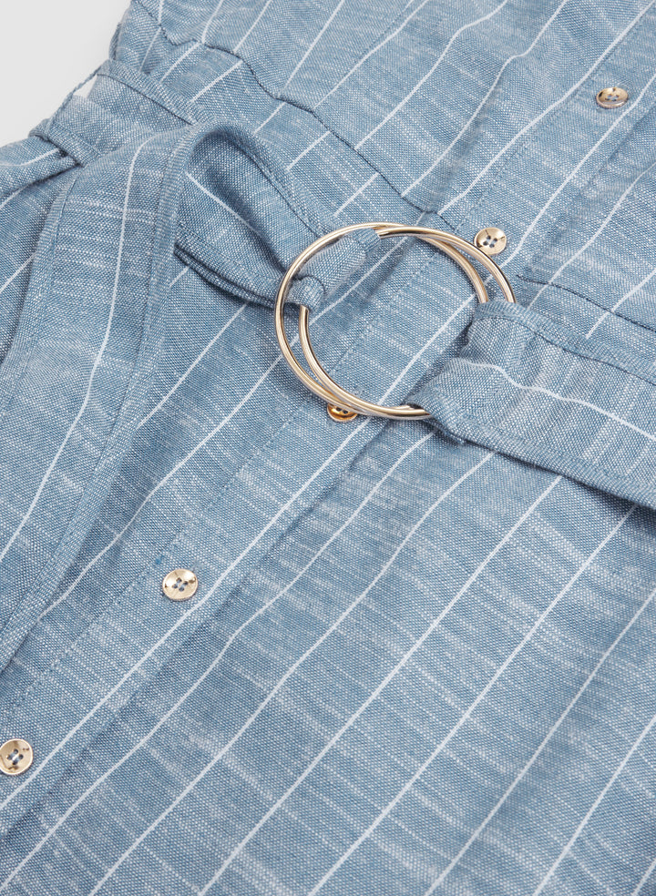 Striped Linen-Blend Shirt Dress
