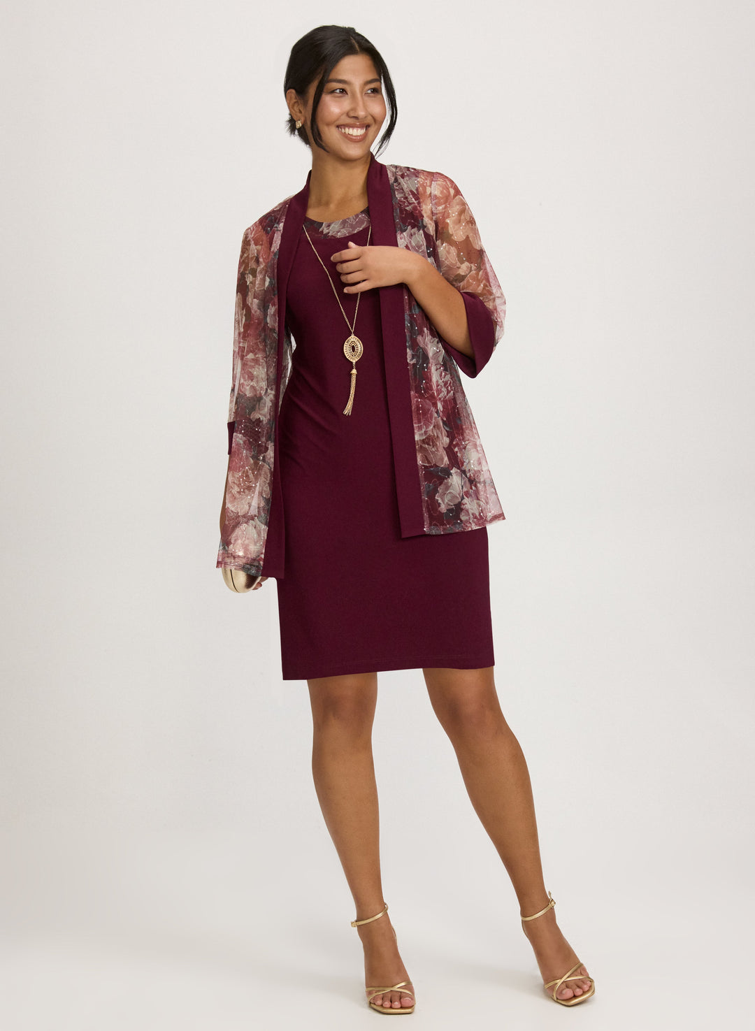 Floral Mesh Jacket & Dress Set