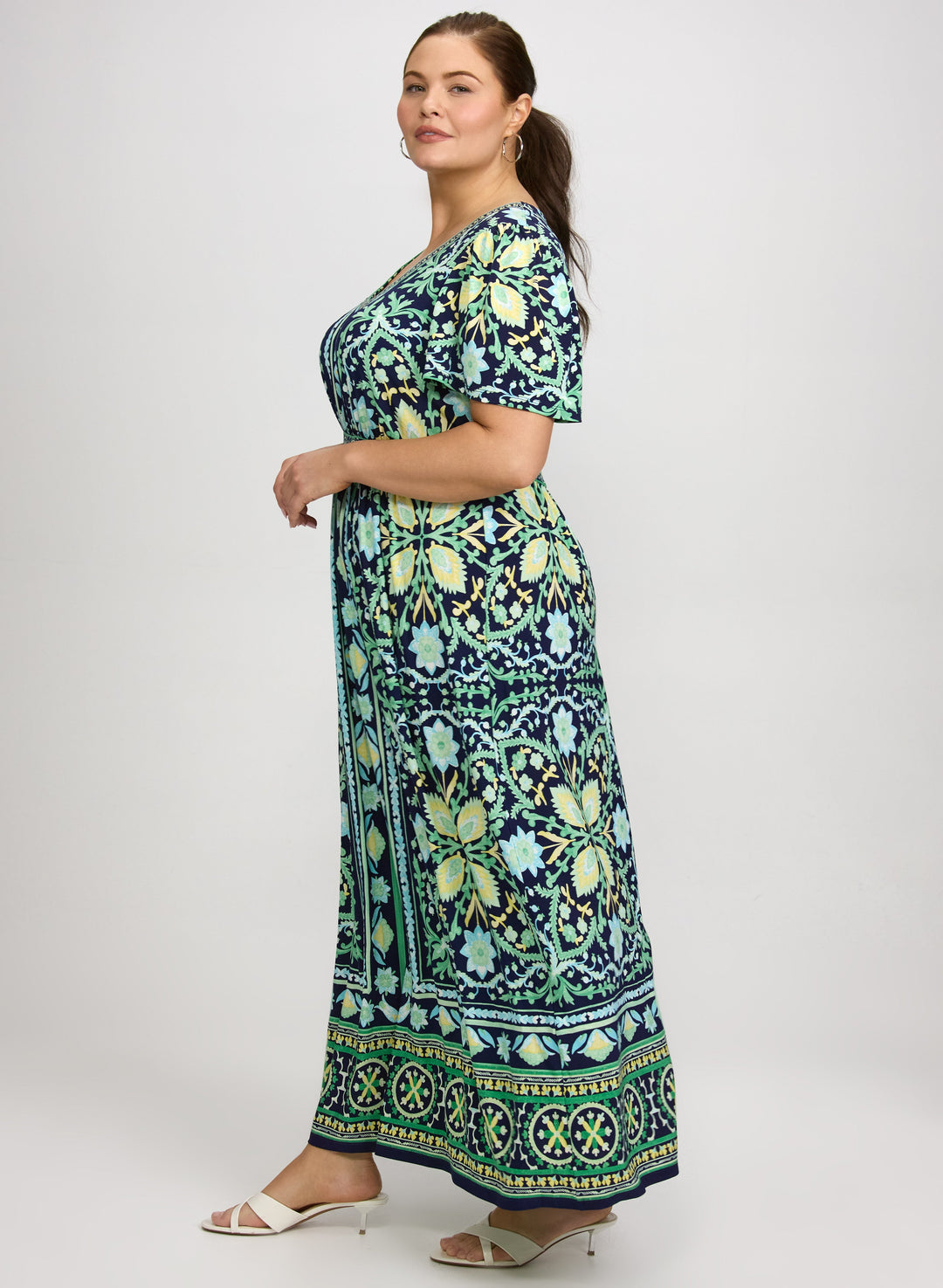Ornate Floral Print Dress