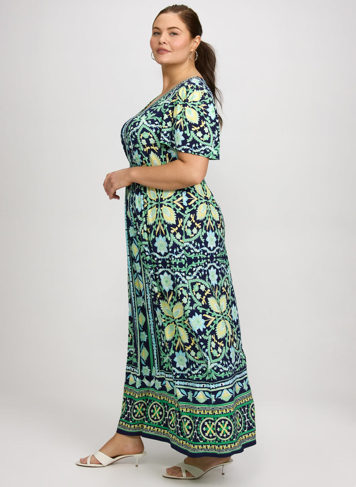 Ornate Floral Print Dress