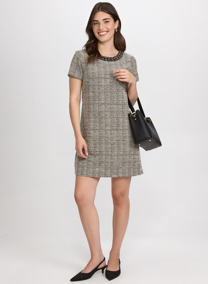 Embellished Tweed Dress