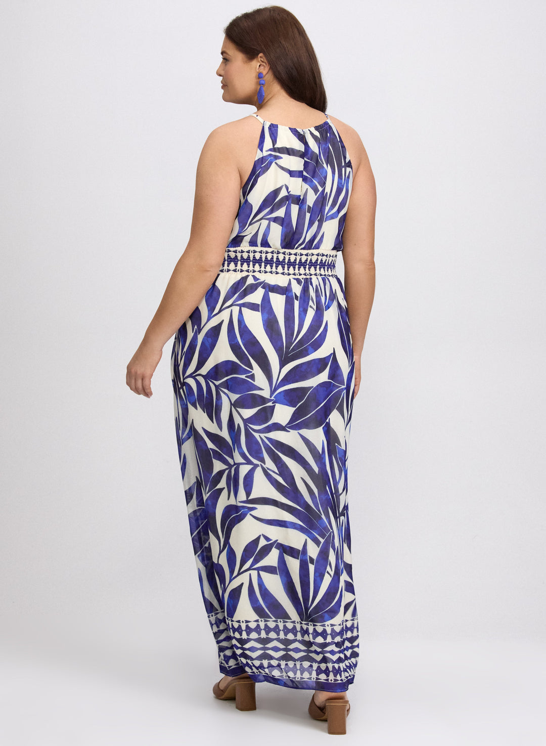 Printed Halter Neck Maxi Dress