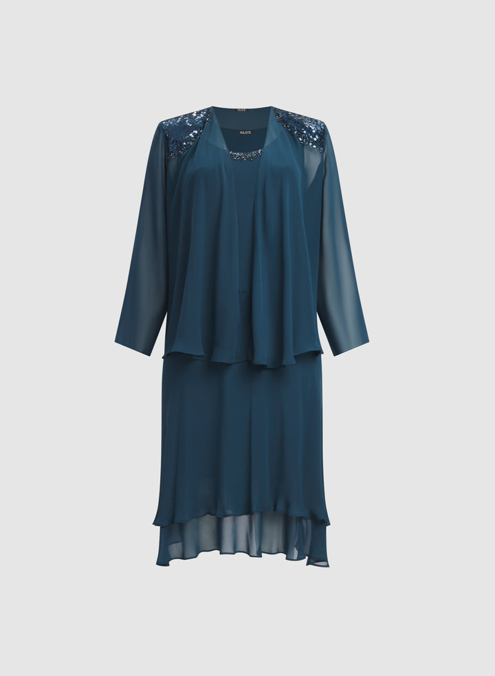 Beaded Dress & Jacket Set