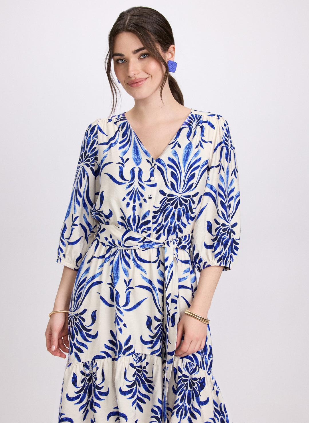 Printed Elbow Sleeve Dress