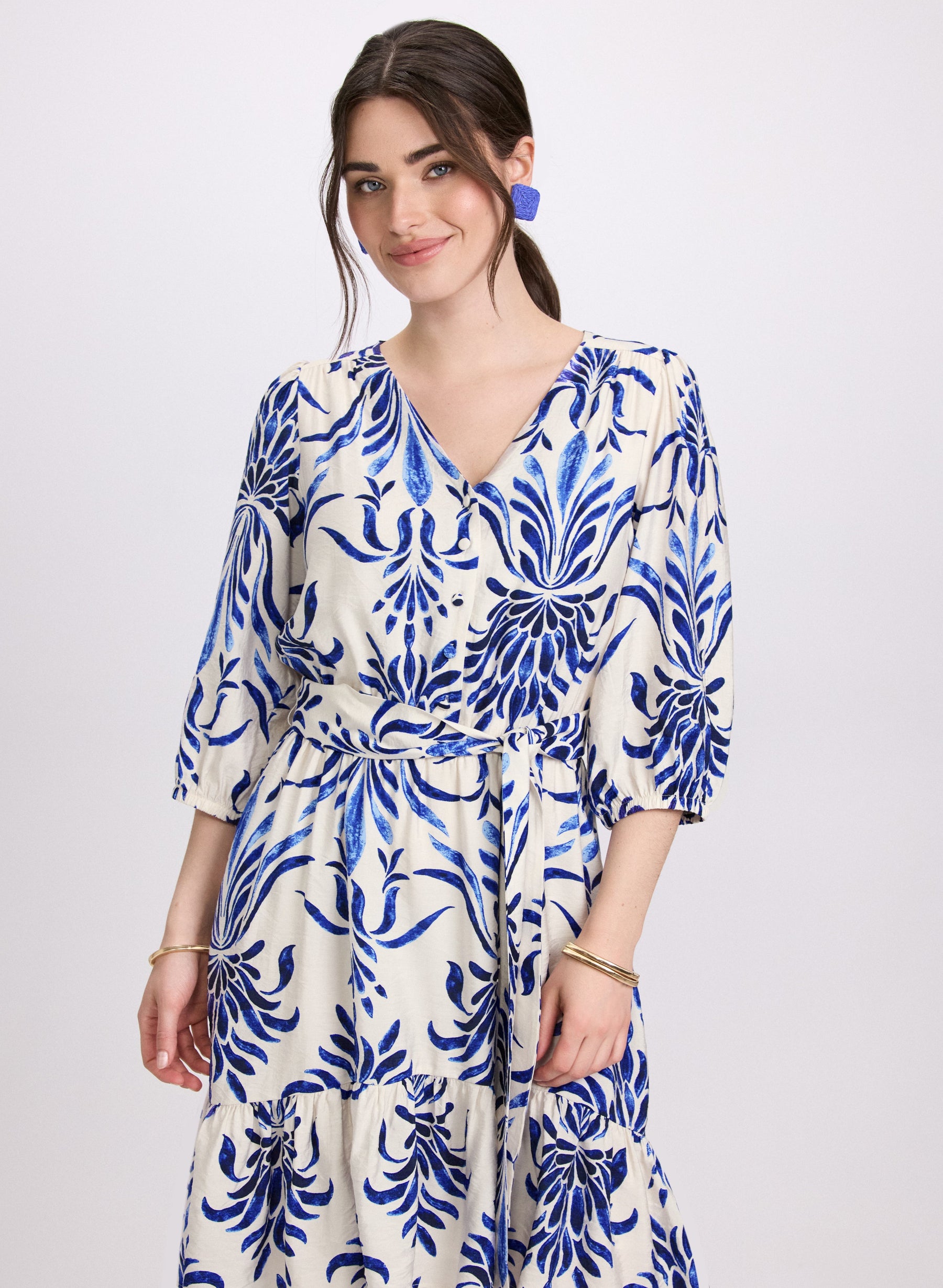 Printed Elbow Sleeve Dress