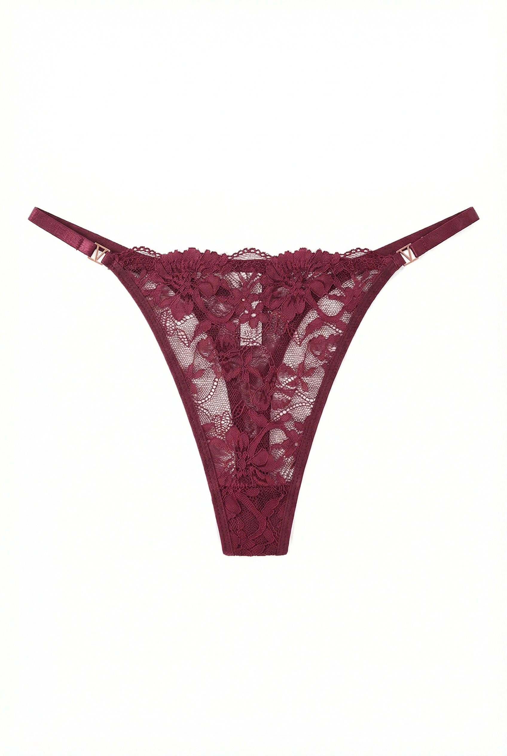 Lace High-Cut Thong – Bordeaux
