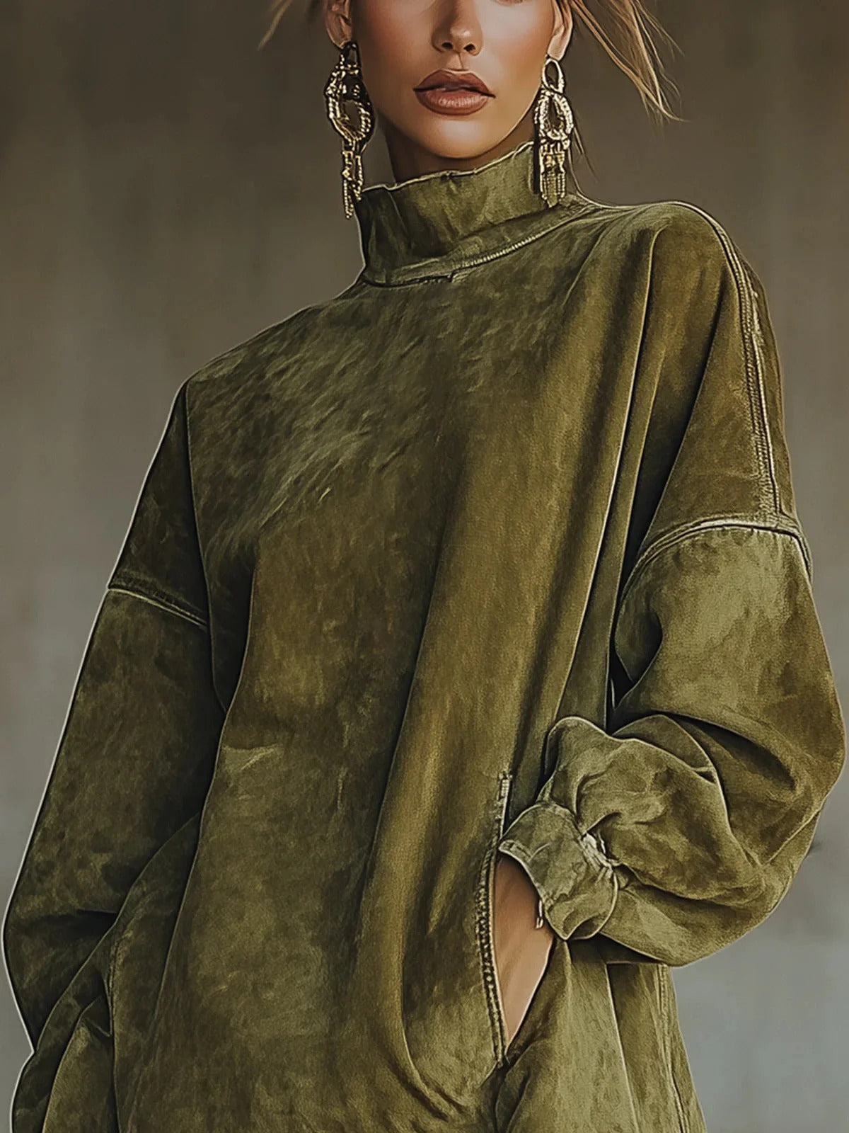 Maya - Fringed Mock Neck Tunic